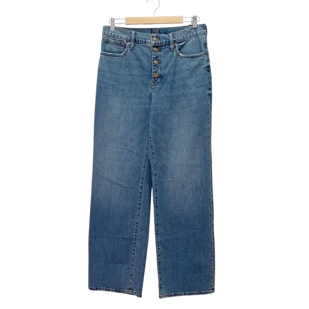NWT J. Crew Full Length Wide-Leg Jeans Womens Size 30 Button Fly All-Day Stretch